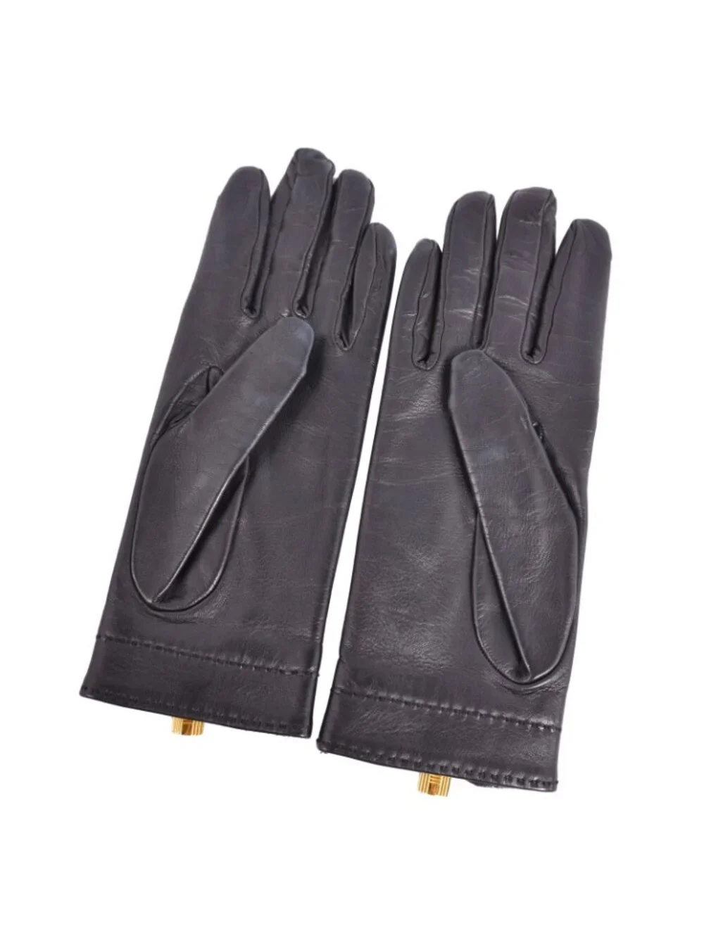 Hermes Gloves Kelly 6.5 Lambskin Black